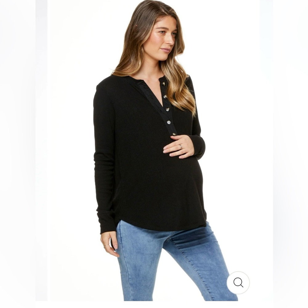 Bae the label “ On My Mind Button Henley* “ maternity and nursing top